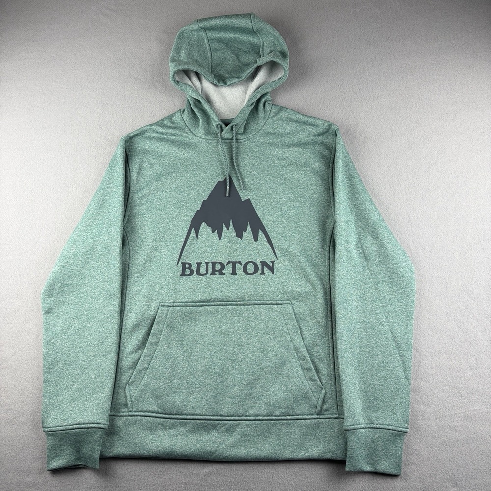 Burton Oak Pullover Hoodie Green Heather Mountain Logo Men's XS